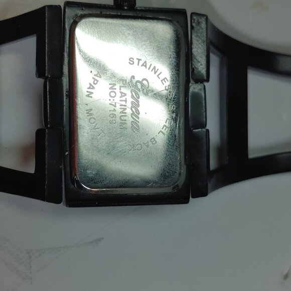 Geneva Platinum Black Bracelet Watch No. 7169 Crystals Stainless Steel - Picture 4 of 7
